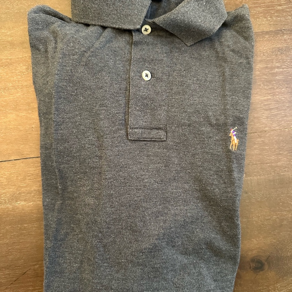 Gray Polo Shirt with Embroidered Logo S